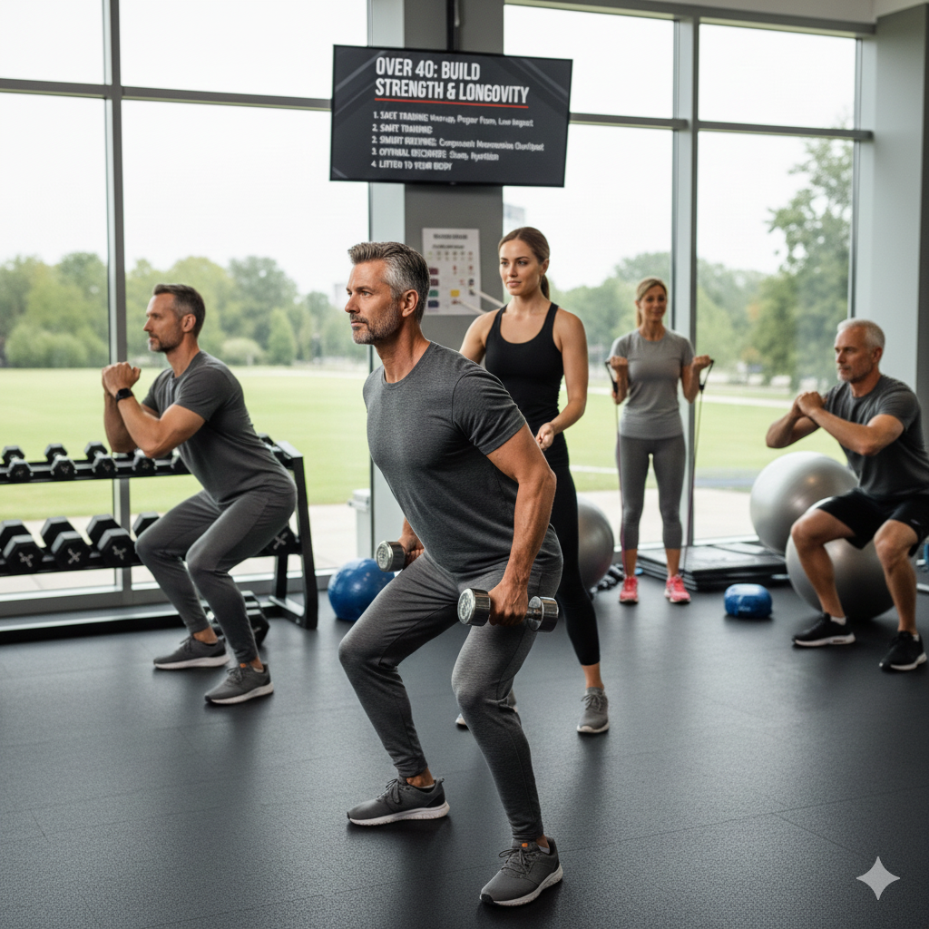 Muscle-building tips for those over 40, focusing on safe training, proper recovery, and effective routines for strength and longevity.
