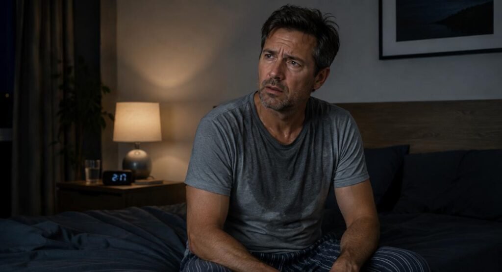 Man experiencing night sweats — overlooked health issue
